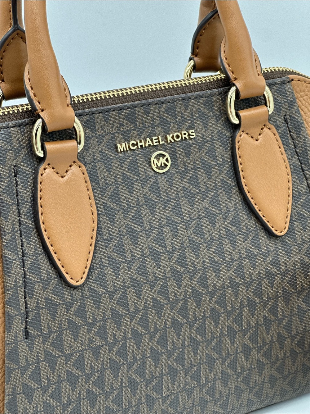 Michael Kors Brown and Tan Signature Dome Satchel - Picture 2 of 11